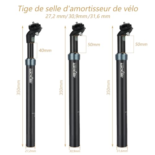 Yongness Tige de Selle de vélo avec Suspension, diamètre Ø30,9 mm, Tige de Selle à Suspension en Alliage d'aluminium, Longueur 350 mm, Tige de Selle à Ressort, adaptée aux VTT, vélos de Ville – vue 2