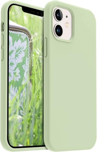 Image of Premium Liquid Silicone Case for iPhone 12 & 12 Pro - Slim Full Body Protective Back Cover with Soft Microfiber Lining, Anti-Slip Grip Scratch Resistant Phone Case(Light Green)