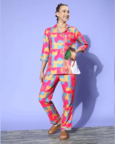 Image of EYEBOGLER Pyjama Set for Women || Night Suit Set || Night Dress for Women (Star-Moon,Coffey-Cup)
