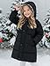 PATPAT Girls Heavyweight Winter Coat Size 7-8 Years Black Hooded Medium Length Puffer Jacket Padded Quilted Warm Little Girl Fashion Outwear