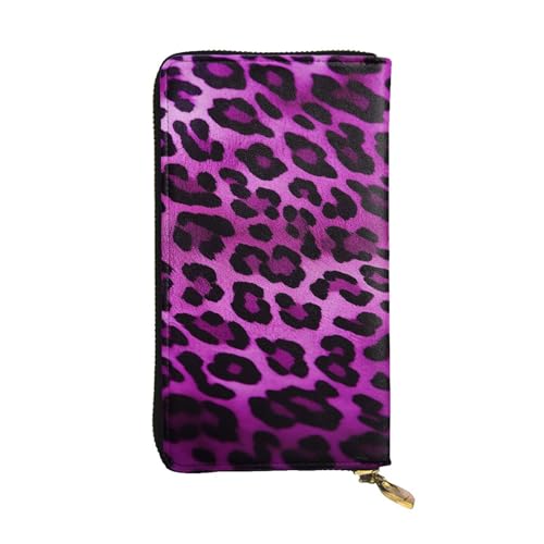 Portefeuille pour femme en cuir léopard violet idéal en voyage