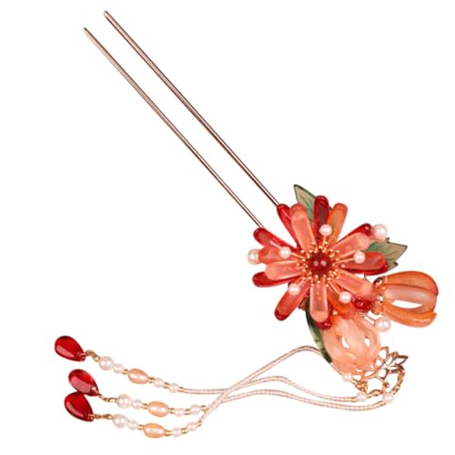DECORNIJIA Bridal Flower Hairpin with Tassel and Freshwater Pearl, Vintage