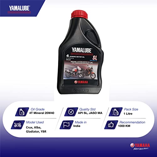 Image of Yamaha Yamalube SL Mineral 20W-40 4 Stroke Engine Oil, 1L (90793AD40300, Compatible with Crux, Alba, Gladiator, YBR, FZ, and 100CC to 125CC Bikes)