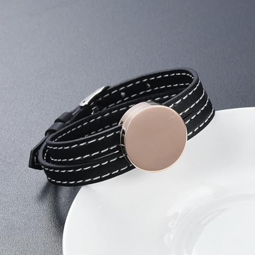 Bracelet en cuir et acier inoxydable unisexe de qualité supérieure 20cm
