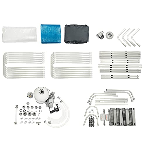 Bestway Power Steel 18' X 9' X 48" Rectangular Metal Frame Above Ground Outdoor Swimming Pool Set With 1,500 Gph Filter Pump, Ladder, And Pool Cover #TOP3