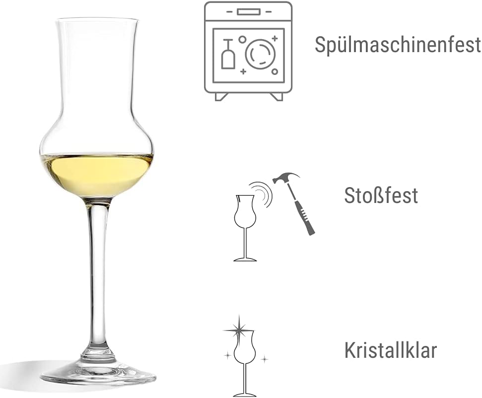 Stölzle Lausitz Professional 3 Oz Grappa Glass (Set of 6) , Dishwasher-Safe Lead-Free Crystal - Elegant Design for Tasting Grappa, Fruit Brandy - Modern Glassware Trends, Glassware for Cocktails