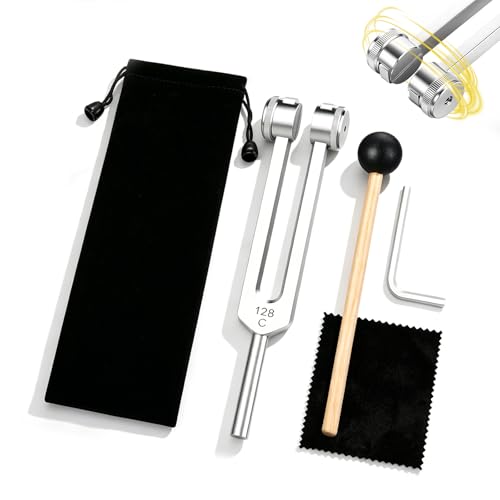 128 Hz Tuning Forks for Healing Weighted Tuning Fork for Relieve Stress and Tension Balance Chakra Healing/Sound Therapy Professional Tuning Fork 128 C Essential Yoga and Meditation Accessories