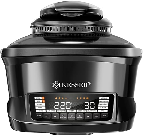 KESSER® Multikocher mit Heißluftfritteuse 8L & 16 Programme Küchengerät - Grillen, Backen, Schmoren, Dampfgaren Vorheiz- & Warmhaltefunktion Reiskocher Slow Cooker, Joghurtbereiter
