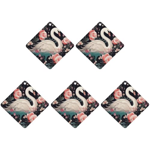 Floral Swan �ԗp�F���� �n���M���O�C���Z���X�`�b�v 5�p�b�N �����Ԃ̍���t���n���M���O�V�[�g �� �z�[�� ������ �C���e���A ���� �Ђ��`�A�O���[�X�^�C��