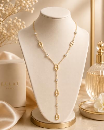 Générique Collier Y Femme Acier Inoxydable – Maille Marine Élégante – Sautoir Ajustable Minimaliste – Bijou Femme Tendance – vue 4