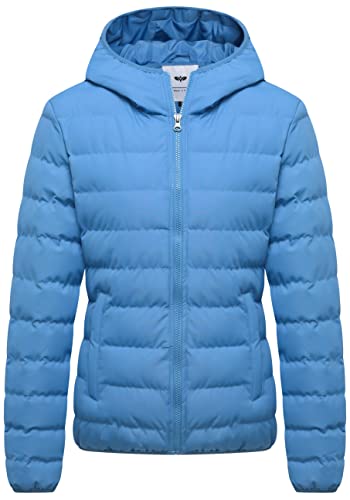 Ggleaf Women's Hooded Packable Full-Zip Short Jacket Quilted Warm Lightweight Winter Coat Acid Blue M #TOP13