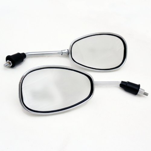 Mmg Universal Fit Adjustable Mirror Set, 8Mm Rh/Rh Thread (M8/1.25), Chrome Oval Shape, Motorcycle Scooter (0809) #TOP2