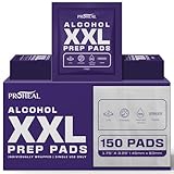 XXL Sterile Alcohol Prep Pads 150 Count - 70% Isopropyl Alcohol Wipes, Individually Wrapped - 2 Ply - Good for Injection Sites and Keeping the Skin Clean, Extra Extra Large 1.75