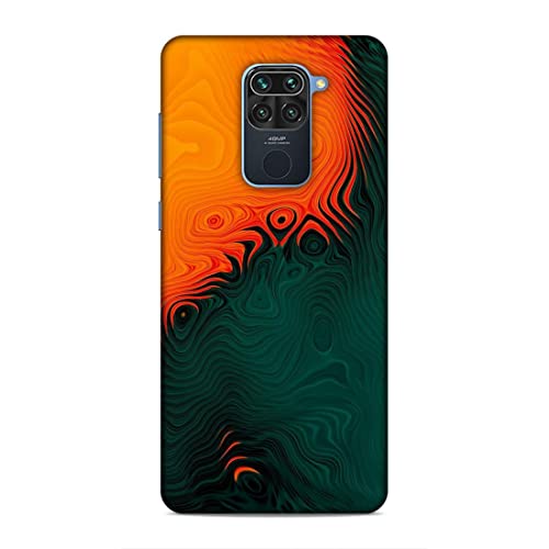 Image of Printed Mobile Back Hard Case Cover for Xiaomi Redmi Note 9 | Orange, Green, Wave, Cool Theme-2188