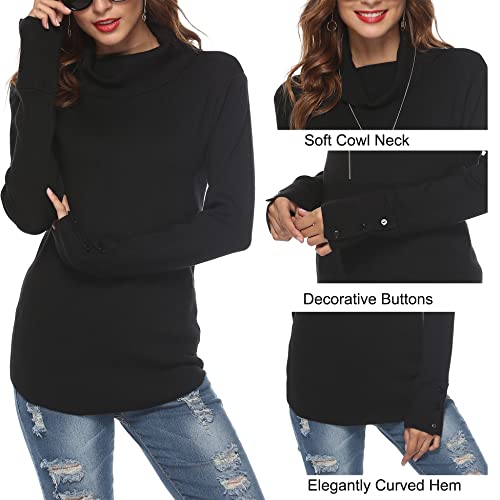 LYHNMW Women Cowl Neck Sweaters Turtleneck Long Sleeve Lightweight Knit Stretchable Loose Fit Sweater Pullover Warm Tops4