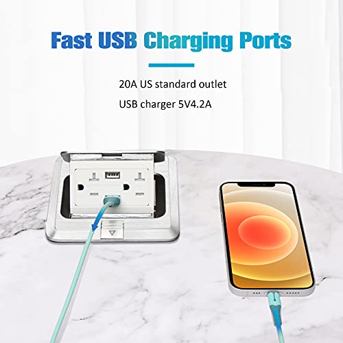 Pop Up Floor Outlet With Stainless Steel Cover 20Amp Tr Outlet And Usb Chargers 4.8A Receptacle Box By Jacepfy #TOP3