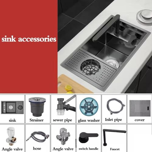 Évier simple facile à nettoyer avec couvercle rabattable et robinet pour petit bar