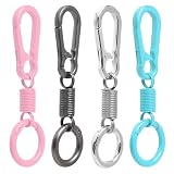 NCEDFYLER JY Metal Keychain Clips with O Rings, Quick Release Key Chain Ring Keyring, Small Carabiner Clip Key Hook for Car Key Men Women (4, Gun-black Silvery Pink Blue)