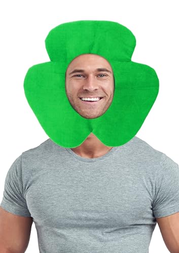 HENBRANDT 3 Adult Irish Clover Shamrock Head Novelty Hat Three-Leaf Clover St Patrick’s Day Headgear Photo Prop Cosplay Headwear Unisex Fancy Dress Costume Accessory for Men and Women