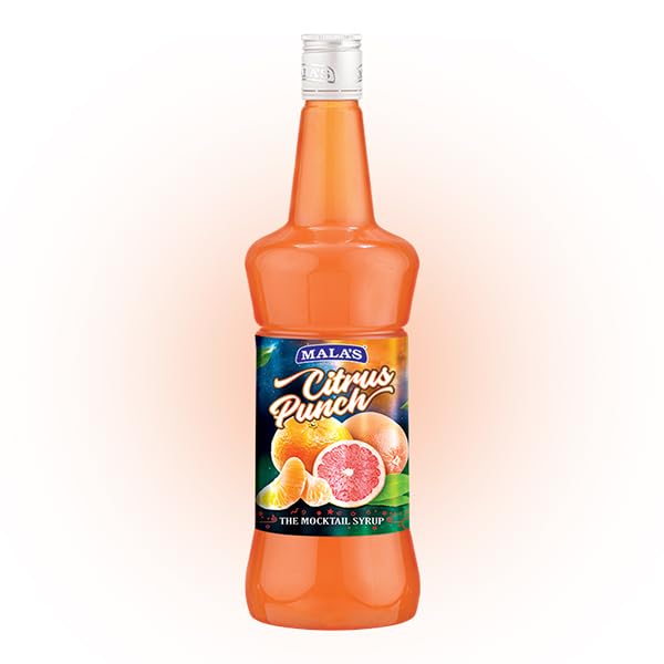 Mala's Fruit Mocktail Syrup Citrus Punch Cordial 750ML Bottle | Mixer for Shakes, Cocktails, Drinks, Sharbat, Sorbets, Juices, Beverages