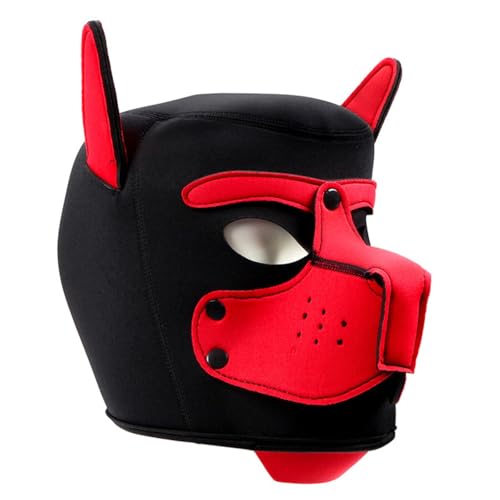Hdynasty Fatto a mano pieno cane faccia maschera cosplay, oggetti di scena costume di Halloween, creativo gotico animale testa maschere (Rosso)