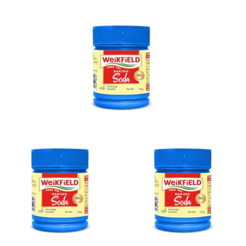 Image of Weikfield Baking Soda | Food Grade Sodium Bicarbonate | Ideal for Baking, Cooking & Cleaning | In Reusable Poly Jar | 100g (Pack of 3)