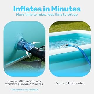 SLOOSH Inflatable Pool for Adults with Seats, 120" x 72" x 22" Full-Sized Blow Up Durable Thickened Above Ground Family Pool, Large Swimming Pools for Backyard Garden Lawn Summer Water Party, Cyan