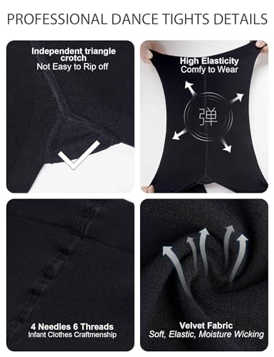 Image of Daydance Toddler Girls Women Soft Ballet Convertible Tights for Dance, Gymnastics, Under Dress, 60D, 2-15 Years, Women Size