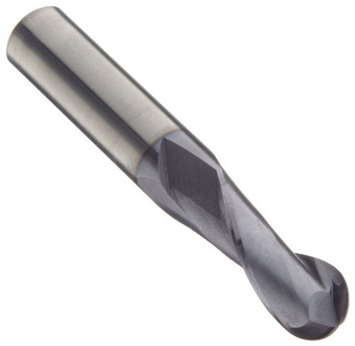 Image of Precision Twist EB3302MV Carbide Ball Nose End Mill, Metric, TiAlN Multilayer Finish, 30 Deg Helix, 2 Flutes, 38mm Overall Length, 2.5mm Cutting Diameter, 3mm Shank Diameter