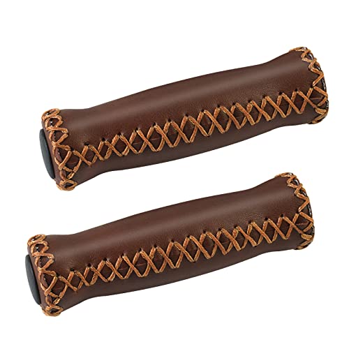 Solodrive Bike Handlebar Grips, Vinyl Leather Grips, Hand-Stitched Beach Cruiser Bike Grips, Fits Most 22.2Mm (7/8") Bicycle Handlebar (Deep Brown) #TOP13