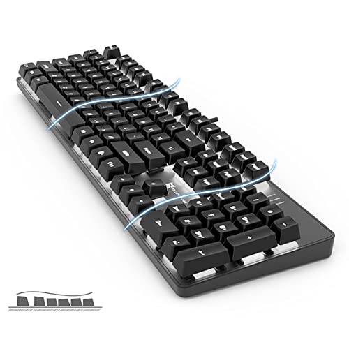 Image of Merdia Mechanical Keyboard Gaming Keyboard | Red Switch, White Backlit Keyboard | 104 Keys US Layout | Wired Gaming Keyboard | Hot Swappable Mechanical Keyboard | PC Gaming Keyboards (Black)