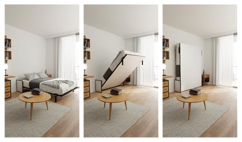 Wallbedking Cama abatible Morphy Studio – Sistema Multifuncional Modular SizeFlex y TypeFlex, Cama abatible Ahorra Espacio y Extensible con módulos de sofá (135x190, Vertical)
