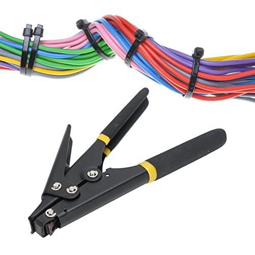 Pistola de Sujetacables, Pistola para Sujetar Cables de Nailon, Herramienta de Corte de Sujeción Con Cremallera de Plástico de Tensión Ajustable Portátil para Apretar El Nailon(Negro)