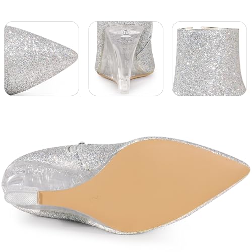 Perphy Clear Heels Boots Sequin Pointed Toe Glitter Wedge Heels Ankle Boots for Women3