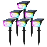 T-SUNUS Solar Spotlights Outdoor Waterproof IP65, 10 LED RGB Color Changing Landscape Lights, 7 Modes with Auto On/Off, Solar Uplights for Garden Yard Pathway Patio Christmas Halloween Decor, 6 Pack