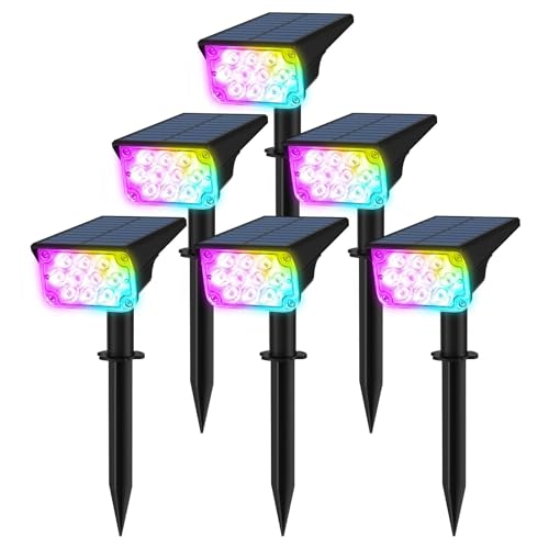 T-SUNUS Solar Spot Lights Outdoor Color Changing 6 Pack Landscape Spotlights IP65 Waterproof Dusk to Dawn Outdoor Light for Garden Yard Pathway Patio Christmas Halloween Decor by T-SUNUS - Used condition - US$48.92