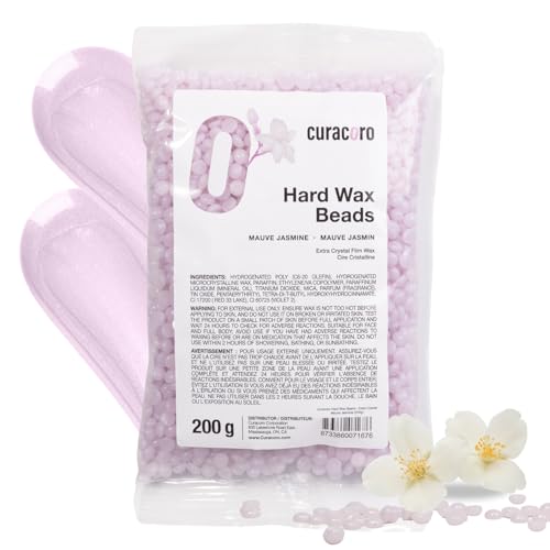 Curacoro Italian Wax Beans - 200g Hard Wax Beads for Full Body Hair Removal on Face, Body, Brazilian, Bikini, Legs, Underarms, Skin-Friendly Waxing Beads for Women & Men, Made in Italy (Mauve Jasmine)