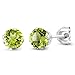Gem Stone King 925 Sterling Silver Green Peridot Earrings | 1.00 Cttw | Gemstone Birthstone | 5MM Round Stud Earrings For Women Men
