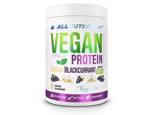 ALLNUTRITION Vegan Protein Powder - Vegan Protein Powders - Vegan Organic Protein Powder - Vegan Meal Replacement Shake - Protein Supplements - No Sugar 500g Vanilla Blackcurrant Protein Powder