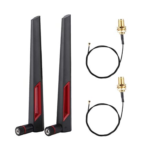QiaNgshuAikj 2 st M.2/NGFF trådlöst nätverkskort anslutningskabel +2 x 8 DBi AC688 nätverksantenn, för WiFi router säkerhet IP-kamera trådlös nätverkskort adapter