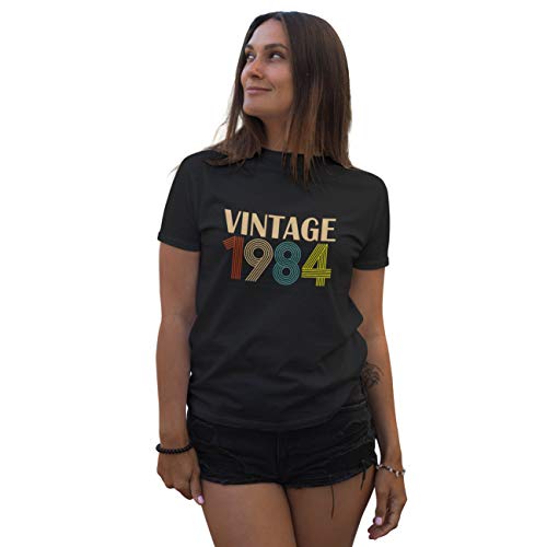 Lapi Boutique Vintage 1984 35 Birthday Gift Camiseta de Mujer Negra Size L