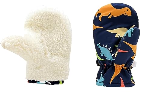 Slivery Color Toddler Gloves Kids Mittens Winter Warm Lined Fleece Gloves Waterproof Snow Baby Mitten for Boys Girls - Thumbnail 3