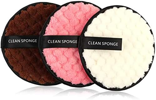 Vtrem 3 Colors Makeup Remover Pads Reusable Soft Facial Cleaning Puffs Towels Double-Side Washable Make Up Removing Cloth Microfiber Multi-function, Pink / Purple / Blue