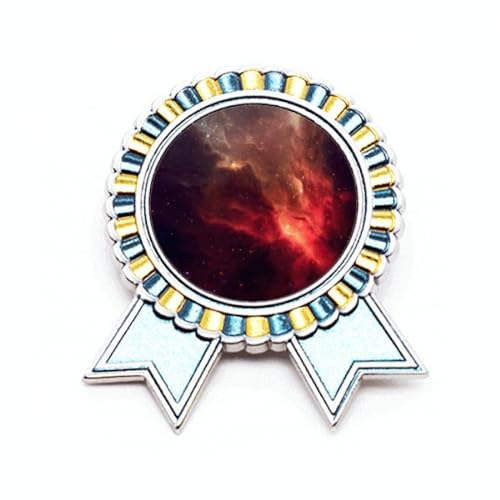 Broche rouge brillante pour égayer une tenue terne, univers nébuleuse en métal de taille M