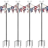 Urban Deco 4 Pack String Light Pole Festoon Light Pole 3M Metal Garden Poles with Hooks - Rustproof Outdoor Light Posts Multifunctional for Lanterns Flags Wind Chimes Bird Feeders Patio Wedding Party