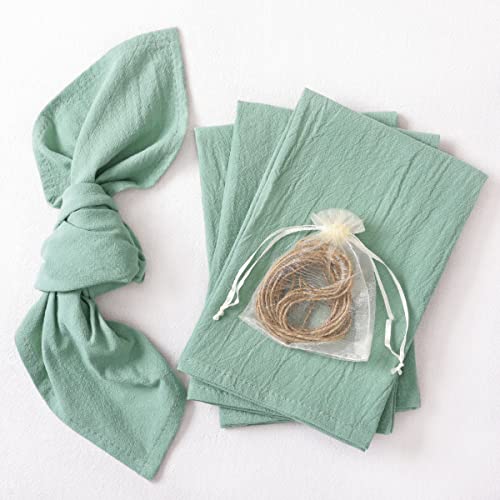 Socomi Cotton Linen Napkins Bulk 17"X17" Stonewashed Cloth Dinner Napkins Rustic Thick Table Napkins For Family Events Parties Wedding Decoration (Set Of 4, Sage) #TOP5