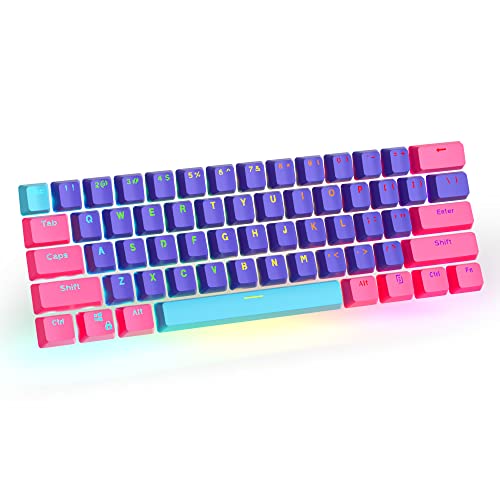 CJXSP PBT 61 Keycaps 60 Percent, Gaming Keycaps OEM Profile Backlit Keycap Set for 60 Percent Cherry MX Mechanical Keyboard ,Only keycaps (Pink Peach)