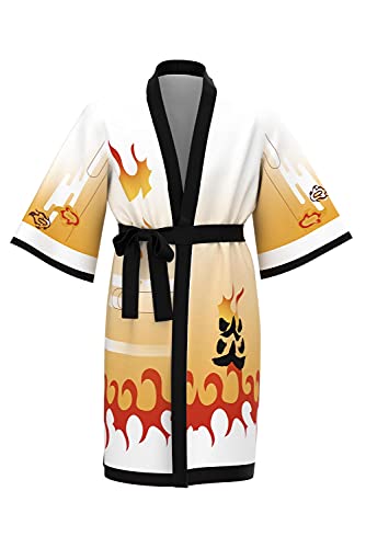 Anime Demon Slayer Vêtements de nuit Rengoku Kyoujurou Cosplay Robe longue avec ceinture Kimono Cardigan Vêtements de nuit Cover