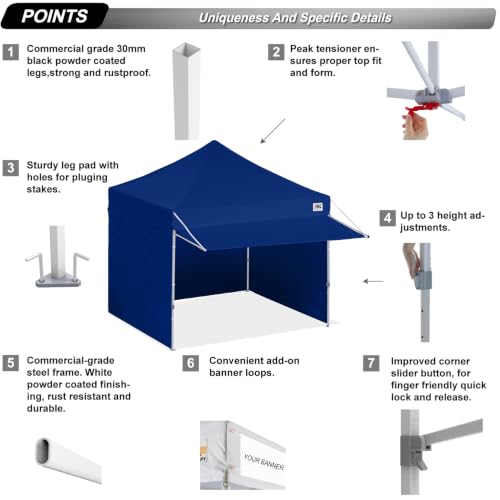 Image of ABCCANOPY 10x10 Commercial Pop up Canopy Tent with Awning Sidewall