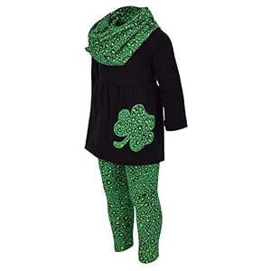 Unique Baby Outfit for Girls and Toddler 3pc Set with Long Sleeve Shirt Leggings and Scarf